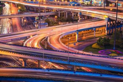 Stunning Nighttime Light Trails at Shanghai Elevated Road Junction – Free Download