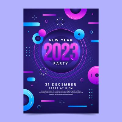 Gradient New Year Vertical Poster Template – Free to Download