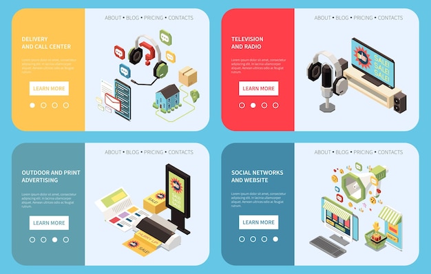 Omni Channel Marketing Isometric Banner Set – Free Stock Photo for Download