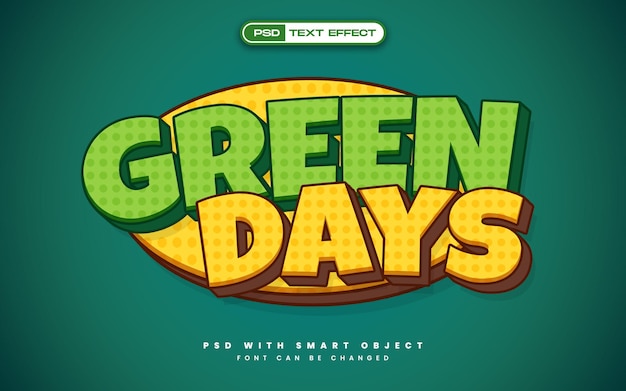 Cartoon Style Green Days Text Effect – Free Download