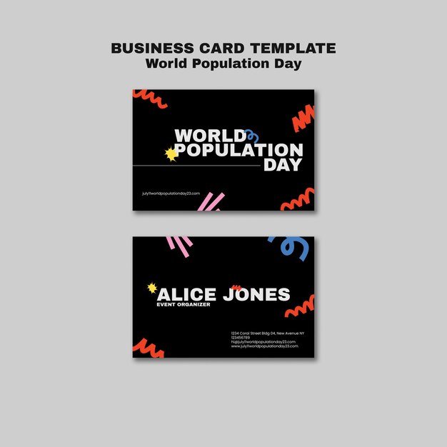 Business Card Template for World Population Day – Free Download