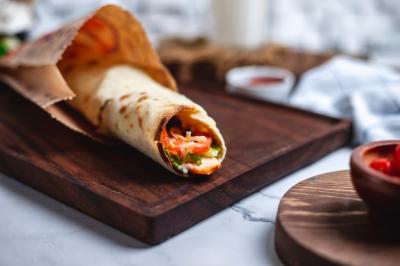 Chicken Roll with Tomato, Lettuce, Bell Pepper, and Cheese – Free to Download