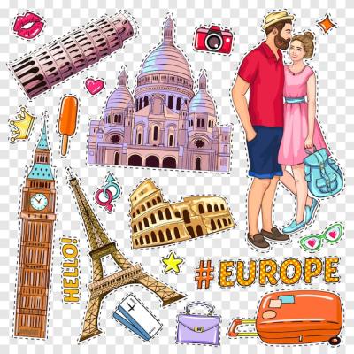 Travel Pop Art Patches Set – Free Download for Stock Photos