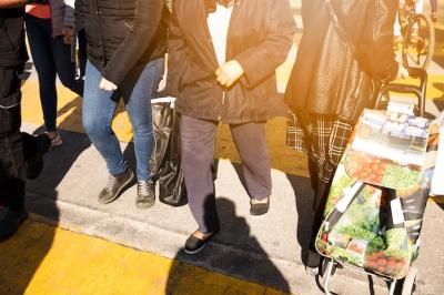 Pedestrians Crossing Road with Bags – Free Download