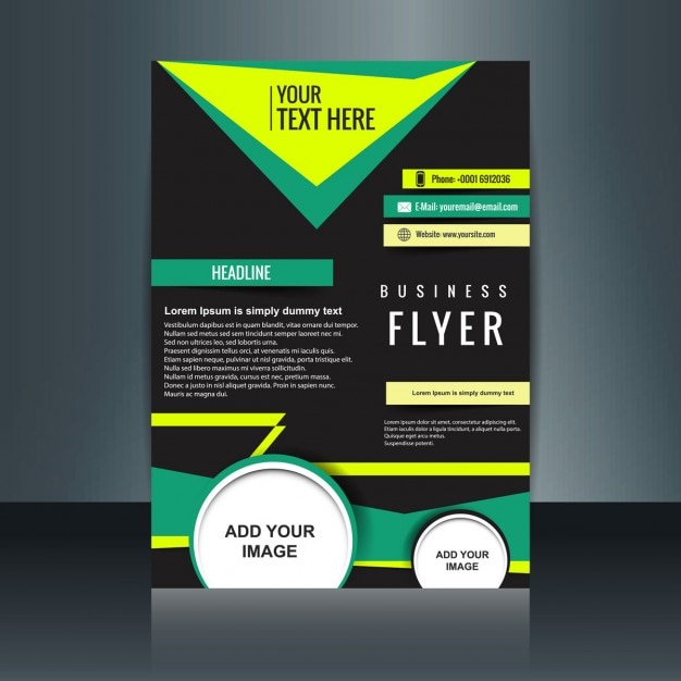 Dark Flyer Featuring Green Geometric Shapes – Free Download