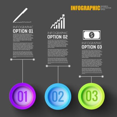 Business Development Infographic Layout with Three Options and Numbered Buttons – Free Download