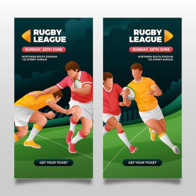 Vertical Banner of Gradient Rugby Players – Free Download