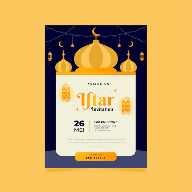 Flat Design Iftar Invitation – Download Free Stock Photo