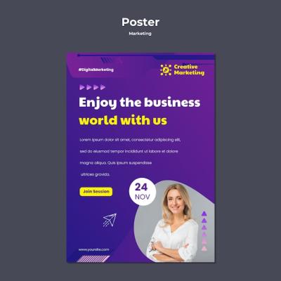 Gradient Marketing Poster Template Design – Free Download