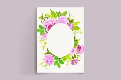 Beautiful Pink and Green Watercolor Floral Wedding Card – Free Download