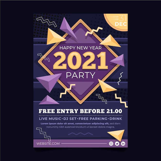 New Year 2021 Party Poster Template – Free Download