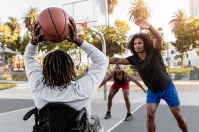 Disabled Man Playing Basketball Outdoors with Friends – Free Stock Photo, Download Free