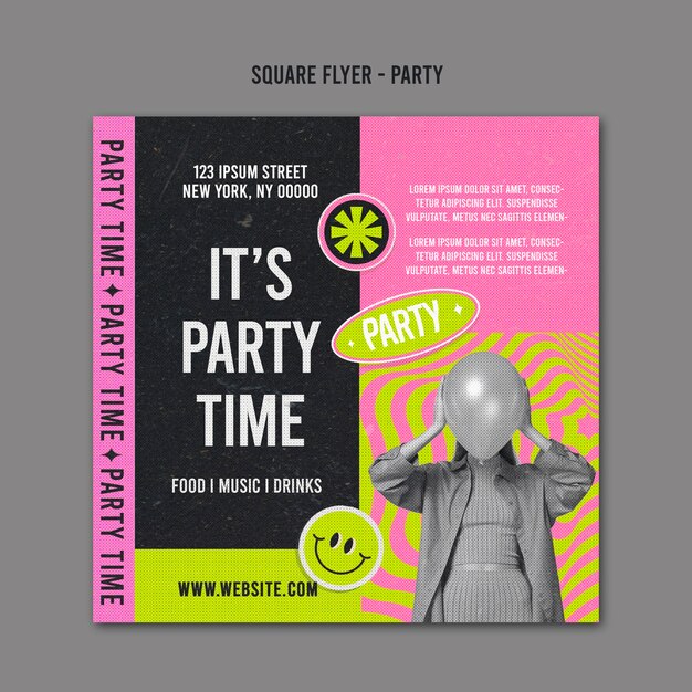 Party Time Square Flyer Template – Download Free Stock Photo