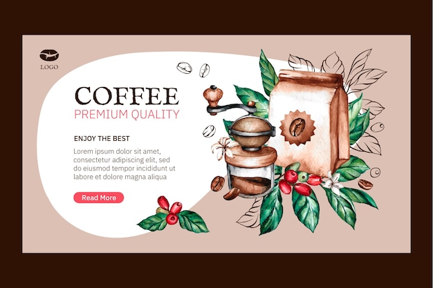 Watercolor Coffee Plantation Vector Template – Free Download