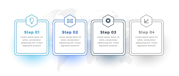 Four Steps Line Style Business Infographic Template – Free Download