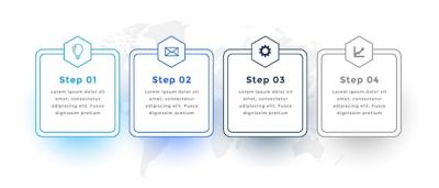 Four Steps Line Style Business Infographic Template – Free Download