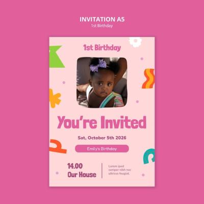 Flat Design 1st Birthday Template – Free Download