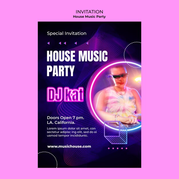 House Music Party Invitation Template – Free Download