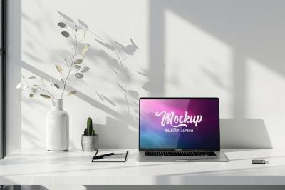 Office Desk with Computer Mockup | Free Download