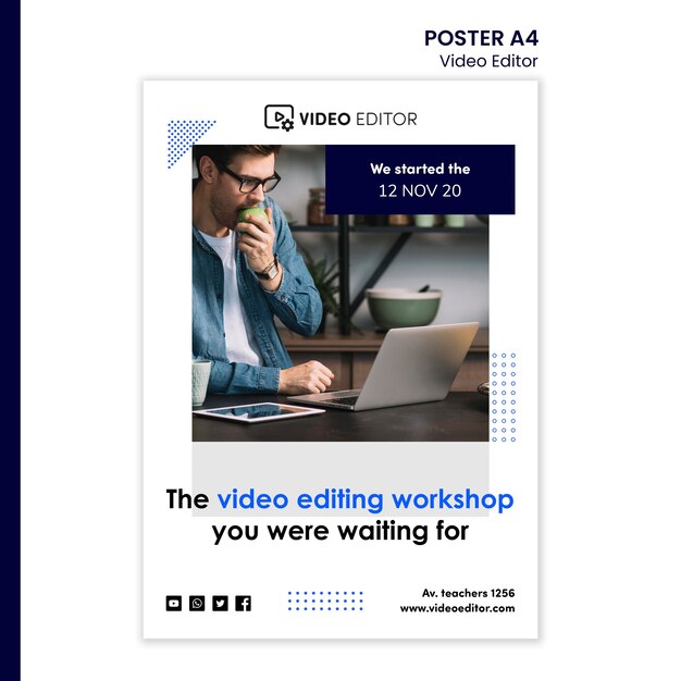 Video Editing Workshop Poster Template – Free Download