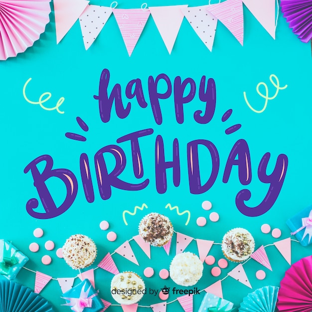 Happy Birthday Lettering Vector Template – Free Download