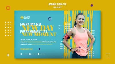 Horizontal Banner Template for Sports with Motivational Quotes – Free Download