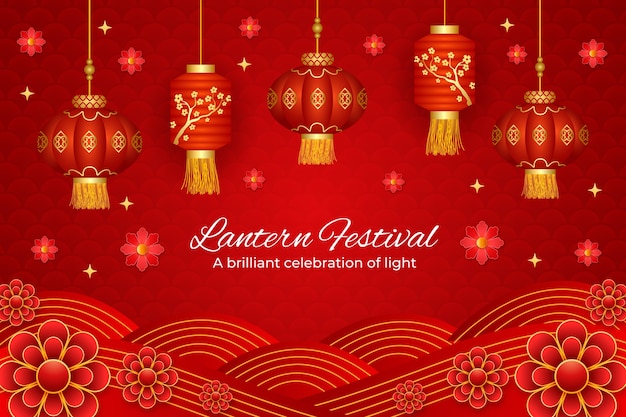 Realistic Background for Lantern Festival Celebration – Free Download