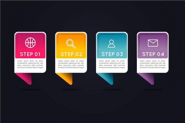 Gradient Infographic Steps with Colourful Text Boxes – Free Download