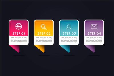 Gradient Infographic Steps with Colourful Text Boxes – Free Download