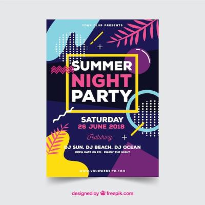 Summer Party Flyer Featuring Tropical Elements – Free Download