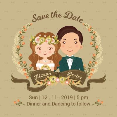 Cute Couple Wedding Invitation – Free Download