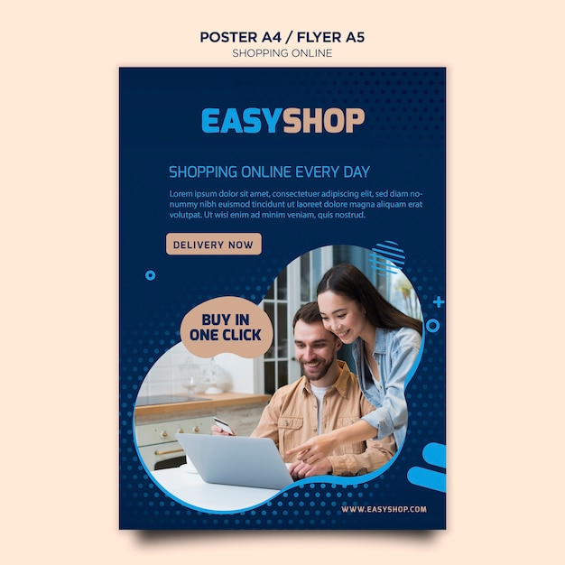 Shopping Online Poster Template – Free Download