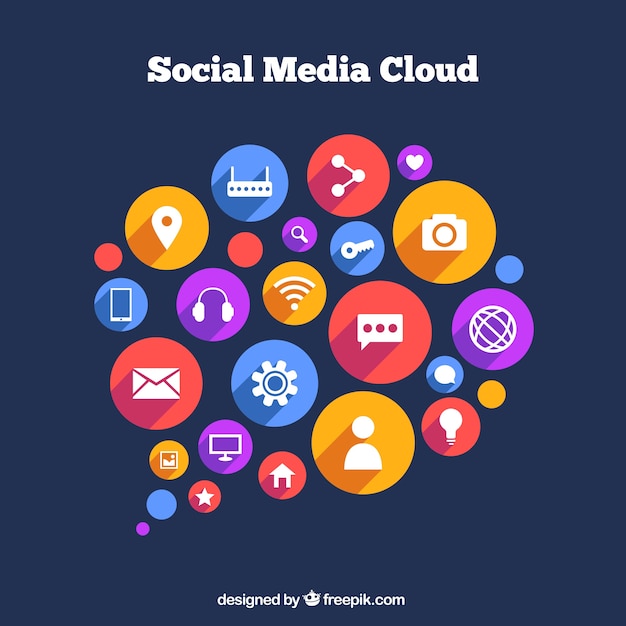 Cloud-Shaped Social Media Elements – Free Download