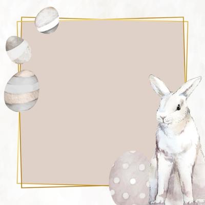 Gold Easter Frame Featuring Bunny and Eggs – Free Stock Photo for Download