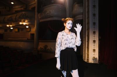 Female Mime on Stage – Captivating Gesture Free Stock Photo for Download