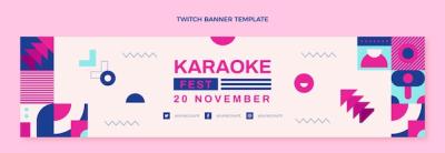 Flat Design Mosaic Music Festival Twitch Banner – Free Download