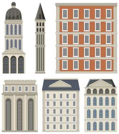 Simple Style European Buildings Vector Template – Free Download