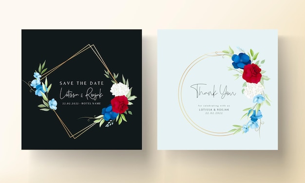 Elegant Maroon Navy Floral Invitation Card Template – Free Download