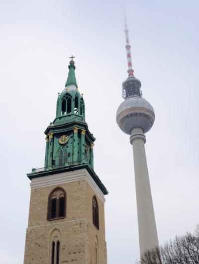 Berlin TV Tower and St. Mary Church: Stunning Architecture – Free Download