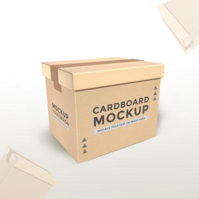 3D Cardboard Box Mockup Design PSD – Free Download