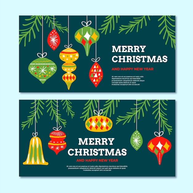 Hand Drawn Christmas Banners Template – Free Download for Your Holiday Projects