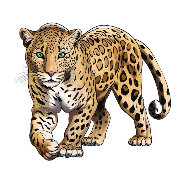 Leopard Cartoon in Natural Colors with Black Outline – Free Stock Photo for Download