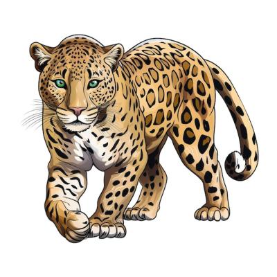 Leopard Cartoon in Natural Colors with Black Outline – Free Stock Photo for Download