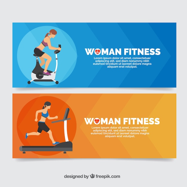 Banners of Sportswomen Engaged in Physical Exercise – Free Download