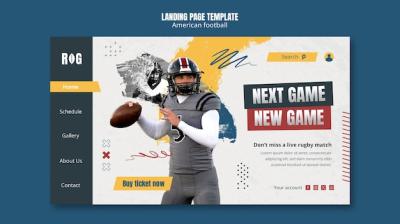 Flat Design American Football Landing Page – Free Download