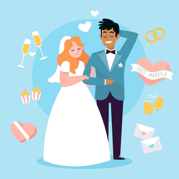 Hand Drawn Wedding Couples – Free Download