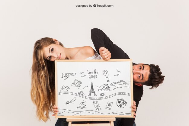 Funny Couple with Whiteboard – Free Download, Free Stock Photo