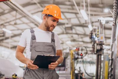 Workman in Orange Helmet at Store House – Free Download