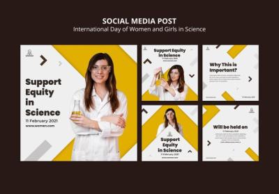 International Women and Girls in Science Day Instagram Post Templates – Free Download