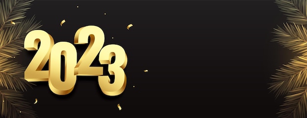 Happy New Year Banner Featuring Golden 2023 Text – Free Download